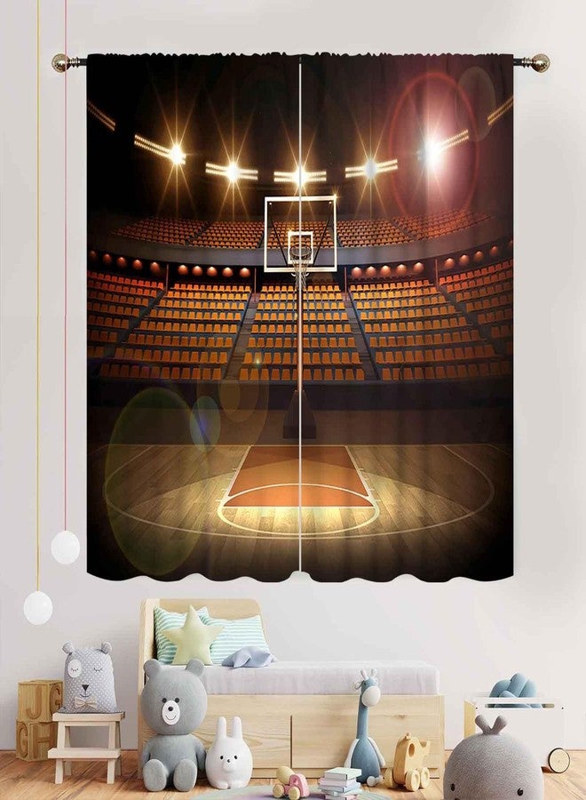 TKUYO Basketball Curtains, Kids Sport Basketball Stadium Field Boys Teens Men Game Art Printed Blackout Window Drapes Treatments for Bedroom Living Room Nursery Fabric 2 Panels Set, 42"x45" Inch - Image 3